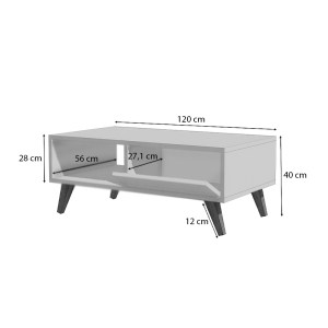 meg-GP028-0039,2-3 ΤΡΑΠΕΖΑΚΙ ΣΑΛΟΝΙΟΥ ASTER MEGAPAP ΑΠΟ ΜΕΛΑΜΙΝΗ ΧΡΩΜΑ ΛΕΥΚΟ 120X56X40ΕΚ.