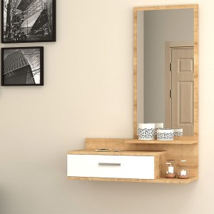 meg-GP028-0046,2-0 ΕΠΙΠΛΟ ΕΙΣΟΔΟΥ - ΤΟΥΑΛΕΤΑ ΜΕΛΑΜΙΝΗΣ JOY MEGAPAP ΜΕ ΚΑΘΡΕΦΤΗ ΧΡΩΜΑ SONOMA - ΛΕΥΚΟ 80X35X116ΕΚ.