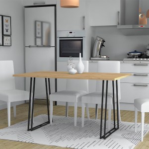 meg-GP028-0069,1-0 ΤΡΑΠΕΖΙ ΚΟΥΖΙΝΑΣ/ΣΑΛΟΝΙΟΥ GABLE MEGAPAP ΜΕΤΑΛΛΙΚΟ - ΜΕΛΑΜΙΝΗΣ ΧΡΩΜΑ ΜΑΥΡΟ - SONOMA 140X80X76ΕΚ.