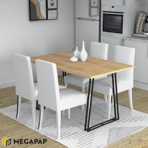 meg-GP028-0069,1-1 ΤΡΑΠΕΖΙ ΚΟΥΖΙΝΑΣ/ΣΑΛΟΝΙΟΥ GABLE MEGAPAP ΜΕΤΑΛΛΙΚΟ - ΜΕΛΑΜΙΝΗΣ ΧΡΩΜΑ ΜΑΥΡΟ - SONOMA 140X80X76ΕΚ.