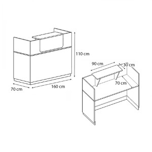 meg-GP028-0078,3-3 ΓΡΑΦΕΙΟ RECEPTION LEMMON MEGAPAP ΧΡΩΜΑ ΛΕΥΚΟ 160X70X110ΕΚ.