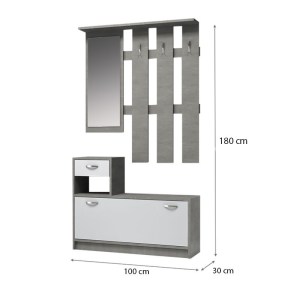 meg-GP028-0080,1-4 ΕΠΙΠΛΟ ΕΙΣΟΔΟΥ RAYNOLD MEGAPAP ΧΡΩΜΑ ΓΚΡΙ ΣΚΥΡΟΔΕΜΑΤΟΣ - ΛΕΥΚΟ 100X30X180ΕΚ.