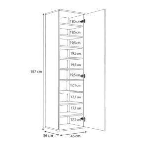 meg-GP028-0097,2-3 ΝΤΟΥΛΑΠΑ ΡΟΥΧΩΝ - ΠΑΠΟΥΤΣΟΘΗΚΗ VISLA MEGAPAP ΜΟΝΟΦΥΛΛΗ ΜΕ ΚΑΘΡΕΠΤΗ ΧΡΩΜΑ ΓΚΡΙ ΣΚΥΡΟΔΕΜΑΤΟΣ 45X36X187ΕΚ.