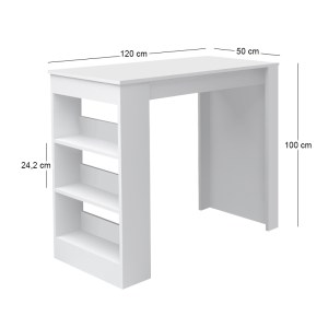 meg-GP028-0099,3-3 ΤΡΑΠΕΖΙ ΜΠΑΡ DEEP MEGAPAP ΧΡΩΜΑ ΛΕΥΚΟ 120X50X100ΕΚ.