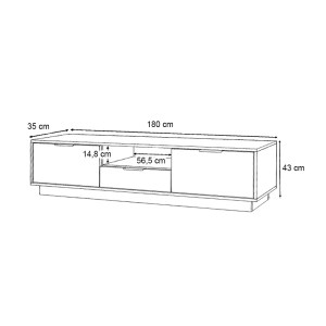 meg-GP028-0104,3-3 ΕΠΙΠΛΟ ΤΗΛΕΟΡΑΣΗΣ MENSA MEGAPAP ΧΡΩΜΑ ΚΑΡΥΔΙ 180X35X43CM.