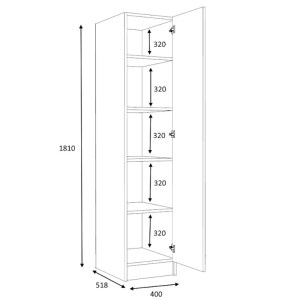 meg-GP028-0111,4-4 ΝΤΟΥΛΑΠΑ ΡΟΥΧΩΝ RICARDO MEGAPAP ΜΟΝΟΦΥΛΛΗ ΧΡΩΜΑ ΑΝΘΡΑΚΙ 40X51,8X181ΕΚ.