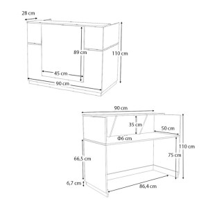 meg-GP028-0132,1-6 ΓΡΑΦΕΙΟ ΥΠΟΔΟΧΗΣ - RECEPTION GEMINI MEGAPAP ΧΡΩΜΑ ΦΥΣΙΚΟ ΟΞΙΑΣ - ΑΝΘΡΑΚΙ 90X50X110ΕΚ.