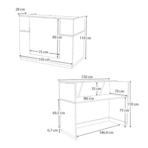 meg-GP028-0135,2-7 ΓΡΑΦΕΙΟ ΥΠΟΔΟΧΗΣ - RECEPTION GEMINI MEGAPAP ΧΡΩΜΑ ΛΕΥΚΟ 150X70X110ΕΚ.