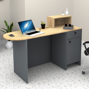 meg-GP028-0141,1-1 ΓΡΑΦΕΙΟ ΥΠΟΔΟΧΗΣ - RECEPTION REZIO MEGAPAP ΧΡΩΜΑ ΑΝΘΡΑΚΙ - ΦΥΣΙΚΟ ΟΞΙΑΣ 140X50X101,8ΕΚ.