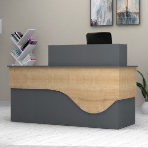 meg-GP028-0143,1-0 ΓΡΑΦΕΙΟ ΥΠΟΔΟΧΗΣ - RECEPTION DUSTIN MEGAPAP ΧΡΩΜΑ ΑΝΘΡΑΚΙ - ΦΥΣΙΚΟ ΟΞΙΑΣ 160X60X101,8ΕΚ.