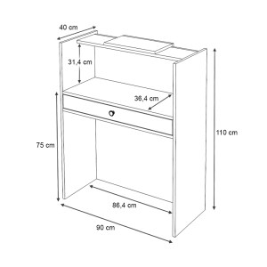 meg-GP028-0144,2-5 ΓΡΑΦΕΙΟ ΥΠΟΔΟΧΗΣ - RECEPTION MEZZO MEGAPAP ΧΡΩΜΑ ΛΕΥΚΟ - ΦΥΣΙΚΟ ΟΞΙΑΣ 90X40X110ΕΚ.