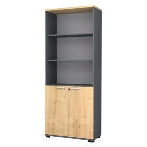 meg-GP028-0145,1-0 ΒΙΒΛΙΟΘΗΚΗ ΓΡΑΦΕΙΟΥ ΕΠΑΓΓΕΛΜΑΤΙΚΗ VENTURO MEGAPAP ΧΡΩΜΑ ΑΝΘΡΑΚΙ - ΦΥΣΙΚΟ ΟΞΙΑΣ 80X40X200ΕΚ.