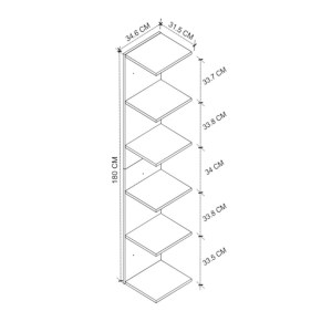meg-GP028-0162,1-2 ΒΙΒΛΙΟΘΗΚΗ - ΡΑΦΙΕΡΑ ΤΟΙΧΟΥ SILVER MEGAPAP ΧΡΩΜΑ ΛΕΥΚΟ 34,6X31,5X180ΕΚ.
