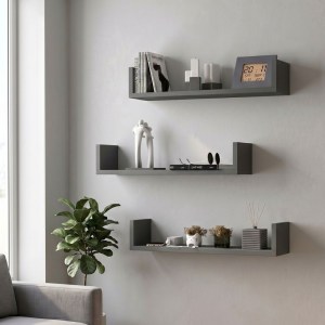 meg-GP028-0164,4-0 ΡΑΦΙΕΡΑ ΤΟΙΧΟΥ DARK MEGAPAP 3 ΤΕΜΑΧΙΩΝ ΧΡΩΜΑ ΑΝΘΡΑΚΙ 60X15X12ΕΚ.