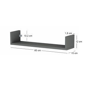 meg-GP028-0164,4-2 ΡΑΦΙΕΡΑ ΤΟΙΧΟΥ DARK MEGAPAP 3 ΤΕΜΑΧΙΩΝ ΧΡΩΜΑ ΑΝΘΡΑΚΙ 60X15X12ΕΚ.