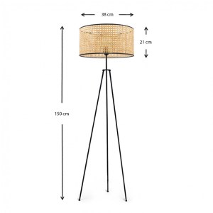 meg-GP029-0095,1-2 ΦΩΤΙΣΤΙΚΟ ΔΑΠΕΔΟΥ IDAHO MEGAPAP E27 ΜΕΤΑΛΛΙΚΟ - ΡΑΤΑΝ ΧΡΩΜΑ ΜΑΥΡΟ - ΦΥΣΙΚΟ Φ38X150ΕΚ.