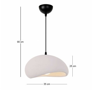 meg-GP029-0165,2-2 ΦΩΤΙΣΤΙΚΟ ΟΡΟΦΗΣ RIVEN MEGAPAP E27 POLYESTER ΜΟΝΟΦΩΤΟ ΧΡΩΜΑ ΚΡΕΜ Ø35X80ΕΚ.