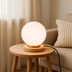 meg-GP029-0181,1-1 ΦΩΤΙΣΤΙΚΟ ΕΠΙΤΡΑΠΕΖΙΟ LUMA MEGAPAP E27 ΞΥΛΙΝΟ -  ΓΥΑΛΙΝΟ ΧΡΩΜΑ ΦΥΣΙΚΟ - ΛΕΥΚΟ Ø12X18ΕΚ.