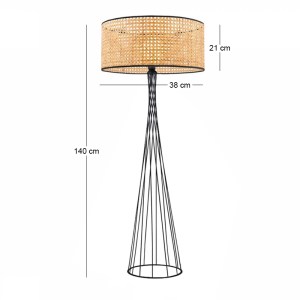 meg-GP029-0184,1-2 ΦΩΤΙΣΤΙΚΟ ΔΑΠΕΔΟΥ SOLIN MEGAPAP E27 ΜΕΤΑΛΛΙΚΟ - ΡΑΤΑΝ ΧΡΩΜΑ ΜΑΥΡΟ - ΦΥΣΙΚΟ Ø38X140ΕΚ.
