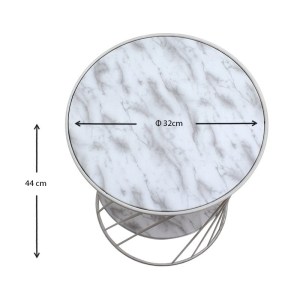 meg-GP030-0037,4-5 ΤΡΑΠΕΖΑΚΙ ΒΟΗΘΗΤΙΚΟ JASPIN MEGAPAP ΜΕΤΑΛΛΙΚΟ - MDF ΧΡΩΜΑ ΛΕΥΚΟ-ΛΕΥΚΟ ΕΦΕ ΜΑΡΜΑΡΟΥ 32X32X44ΕΚ.