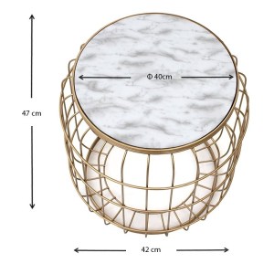 meg-GP030-0038,2-4 ΣΚΑΜΠΩ - ΤΡΑΠΕΖΑΚΙ ΒΟΗΘΗΤΙΚΟ MULLER MEGAPAP ΜΕΤΑΛΛΙΚΟ - MDF ΧΡΩΜΑ ΧΡΥΣΟ - ΛΕΥΚΟ 35X35X47ΕΚ.