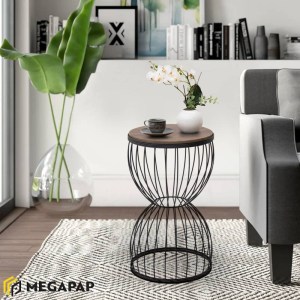 meg-GP030-0040,1-1 ΒΟΗΘΗΤΙΚΟ ΤΡΑΠΕΖΑΚΙ PINO MEGAPAP ΜΕΤΑΛΛΙΚΟ - MDF ΧΡΩΜΑ ΚΑΡΥΔΙ - ΜΑΥΡΟ 35X35X58ΕΚ.