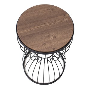 meg-GP030-0040,1-2 ΒΟΗΘΗΤΙΚΟ ΤΡΑΠΕΖΑΚΙ PINO MEGAPAP ΜΕΤΑΛΛΙΚΟ - MDF ΧΡΩΜΑ ΚΑΡΥΔΙ - ΜΑΥΡΟ 35X35X58ΕΚ.