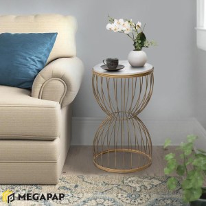 meg-GP030-0040,2-1 ΒΟΗΘΗΤΙΚΟ ΤΡΑΠΕΖΑΚΙ PINO MEGAPAP ΜΕΤΑΛΛΙΚΟ - MDF ΧΡΩΜΑ ΛΕΥΚΟ - ΧΡΥΣΟ 35X35X58ΕΚ.