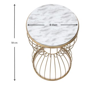 meg-GP030-0040,2-3 ΒΟΗΘΗΤΙΚΟ ΤΡΑΠΕΖΑΚΙ PINO MEGAPAP ΜΕΤΑΛΛΙΚΟ - MDF ΧΡΩΜΑ ΛΕΥΚΟ - ΧΡΥΣΟ 35X35X58ΕΚ.