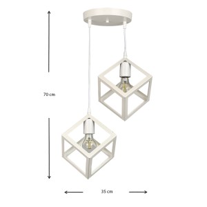 meg-GP030-0046,2-2 ΦΩΤΙΣΤΙΚΟ ΟΡΟΦΗΣ THORA MEGAPAP E27 ΜΕΤΑΛΛΙΚΟ ΔΙΦΩΤΟ ΧΡΩΜΑ ΛΕΥΚΟ 22X22X70ΕΚ.