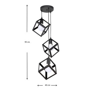 meg-GP030-0047,1-2 ΦΩΤΙΣΤΙΚΟ ΟΡΟΦΗΣ THORA MEGAPAP E27 ΜΕΤΑΛΛΙΚΟ ΤΡΙΦΩΤΟ ΧΡΩΜΑ ΜΑΥΡΟ 22X22X70ΕΚ.