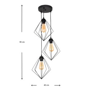 meg-GP030-0050,1-2 ΦΩΤΙΣΤΙΚΟ ΟΡΟΦΗΣ NURA MEGAPAP E27 ΜΕΤΑΛΛΙΚΟ ΤΡΙΦΩΤΟ ΧΡΩΜΑ ΜΑΥΡΟ 21X21X70ΕΚ.