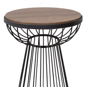 meg-GP030-0074,1-2 ΒΟΗΘΗΤΙΚΟ ΤΡΑΠΕΖΑΚΙ MANTARE MEGAPAP ΜΕΤΑΛΛΙΚΟ - MDF ΧΡΩΜΑ ΜΑΥΡΟ - ΚΑΡΥΔΙ 35X35X58ΕΚ.