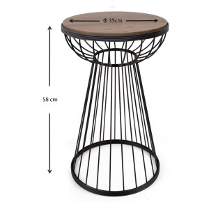 meg-GP030-0074,1-3 ΒΟΗΘΗΤΙΚΟ ΤΡΑΠΕΖΑΚΙ MANTARE MEGAPAP ΜΕΤΑΛΛΙΚΟ - MDF ΧΡΩΜΑ ΜΑΥΡΟ - ΚΑΡΥΔΙ 35X35X58ΕΚ.