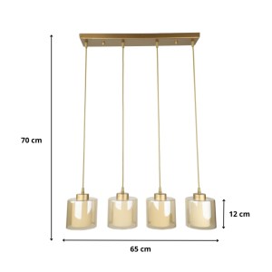meg-GP030-0130,1-3 ΦΩΤΙΣΤΙΚΟ ΟΡΟΦΗΣ KENEDY MEGAPAP E27 ΜΕΤΑΛΛΙΚΟ - ΓΥΑΛΙΝΟ ΤΕΤΡΑΦΩΤΟ ΧΡΩΜΑ ΧΡΥΣΟ 65X5X70ΕΚ.
