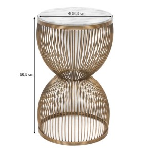 meg-GP030-0140,2-5 ΤΡΑΠΕΖΑΚΙ ΒΟΗΘΗΤΙΚΟ STELLA MEGAPAP ΜΕΤΑΛΛΙΚΟ - MDF ΧΡΩΜΑ ΧΡΥΣΟ - ΛΕΥΚΟ ΕΦΕ ΜΑΡΜΑΡΟΥ Ø34,5X56,5ΕΚ.