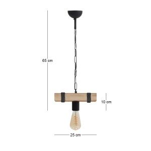 meg-GP030-0164,2-3 ΦΩΤΙΣΤΙΚΟ ΟΡΟΦΗΣ VERO MEGAPAP E27 ΞΥΛΙΝΟ ΜΟΝΟΦΩΤΟ ΧΡΩΜΑ ΦΥΣΙΚΟ - ΜΑΥΡΟ 25X8X65ΕΚ.