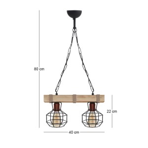 meg-GP030-0168,1-3 ΦΩΤΙΣΤΙΚΟ ΟΡΟΦΗΣ LUMENIA MEGAPAP E27 ΞΥΛΙΝΟ - ΜΕΤΑΛΛΙΚΟ ΔΙΦΩΤΟ ΧΡΩΜΑ ΦΥΣΙΚΟ - ΜΑΥΡΟ 40X14X80ΕΚ.