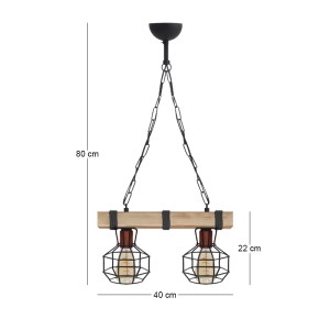meg-GP030-0168,2-3 ΦΩΤΙΣΤΙΚΟ ΟΡΟΦΗΣ LUMENIA MEGAPAP E27 ΞΥΛΙΝΟ - ΜΕΤΑΛΛΙΚΟ ΔΙΦΩΤΟ ΧΡΩΜΑ ΦΥΣΙΚΟ - ΜΑΥΡΟ 40X14X80ΕΚ.