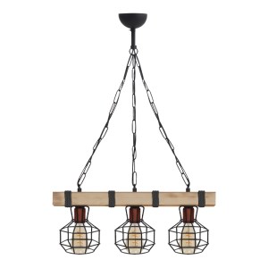 meg-GP030-0169,2-0 ΦΩΤΙΣΤΙΚΟ ΟΡΟΦΗΣ LUMENIA MEGAPAP E27 ΞΥΛΙΝΟ - ΜΕΤΑΛΛΙΚΟ ΤΡΙΦΩΤΟ ΧΡΩΜΑ ΦΥΣΙΚΟ - ΜΑΥΡΟ 50X14X80ΕΚ.