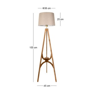 meg-GP030-0170,1-2 ΦΩΤΙΣΤΙΚΟ ΔΑΠΕΔΟΥ SOLEN MEGAPAP E27 ΞΥΛΙΝΟ - ΥΦΑΣΜΑ PVC ΧΡΩΜΑ ΚΑΡΥΔΙ - ΜΠΕΖ 45X45X155ΕΚ.