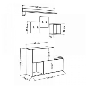 meg-GP037-0017,2-6 ΕΠΙΠΛΟ ΕΙΣΟΔΟΥ - ΠΑΠΟΥΤΣΟΘΗΚΗ HOLDON MEGAPAP ΧΡΩΜΑ ΛΕΥΚΟ ΑΝΤΙΚΕ 120X36,5X87,5ΕΚ.