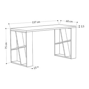 meg-GP037-0019,2-2 ΓΡΑΦΕΙΟ ΕΡΓΑΣΙΑΣ SILMAN MEGAPAP ΑΠΟ ΜΕΛΑΜΙΝΗ ΧΡΩΜΑ ΛΕΥΚΟ - ΦΥΣΙΚΟ ΟΞΙΑΣ 137X60X75ΕΚ