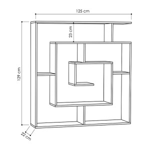 meg-GP037-0022,2-4 ΒΙΒΛΙΟΘΗΚΗ LABIRENT MEGAPAP ΧΡΩΜΑ ΛΕΥΚΟ 125X22X129ΕΚ.