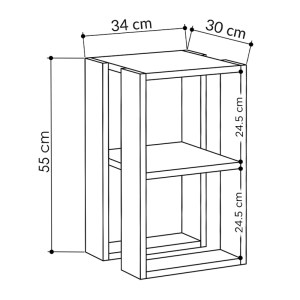 meg-GP037-0026,7-3 ΚΟΜΟΔΙΝΟ - ΤΡΑΠΕΖΑΚΙ ΒΟΗΘΗΤΙΚΟ LONIE MEGAPAP ΧΡΩΜΑ ΑΝΟΙΧΤΟ ΚΑΡΥΔΙ 34X30X55ΕΚ.