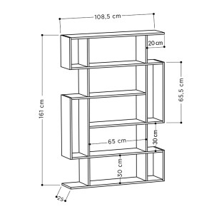 meg-GP037-0031,2-2 ΒΙΒΛΙΟΘΗΚΗ ΜΕΛΑΜΙΝΗΣ MITO MEGAPAP ΧΡΩΜΑ ΑΝΟΙΧΤΗ ΜΟΚΑ - ΑΝΘΡΑΚΙ 108X25X161ΕΚ.