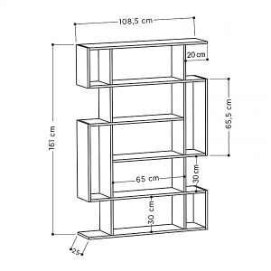 meg-GP037-0031,2-4 ΒΙΒΛΙΟΘΗΚΗ MITO MEGAPAP ΧΡΩΜΑ ΑΝΟΙΧΤΗ ΜΟΚΑ - ΑΝΘΡΑΚΙ 108X25X161ΕΚ.