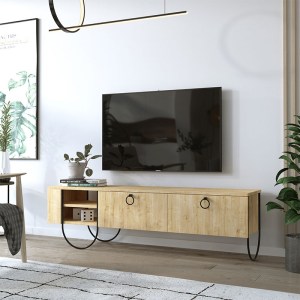 meg-GP037-0035,1-0 ΕΠΙΠΛΟ ΤΗΛΕΟΡΑΣΗΣ GIOVANNI MEGAPAP ΑΠΟ ΜΕΛΑΜΙΝΗ ΧΡΩΜΑ ΦΥΣΙΚΟ ΟΞΙΑΣ 151X35X43ΕΚ.