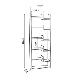 meg-GP037-0036,2-6 ΒΙΒΛΙΟΘΗΚΗ OPPA MEGAPAP ΧΡΩΜΑ ΦΥΣΙΚΟ ΟΞΙΑΣ/ΛΕΥΚΟ 60X22X162ΕΚ.