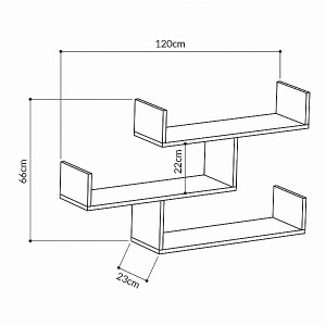 meg-GP037-0042,2-3 ΡΑΦΙΕΡΑ ΤΟΙΧΟΥ TIBET MEGAPAP ΧΡΩΜΑ ΛΕΥΚΟ 119X22X66ΕΚ.